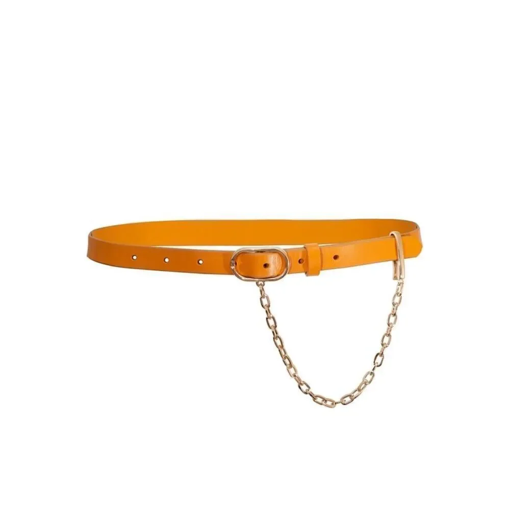NWT Frame CARAMEL LE PETIT OVAL CHAIN BELT